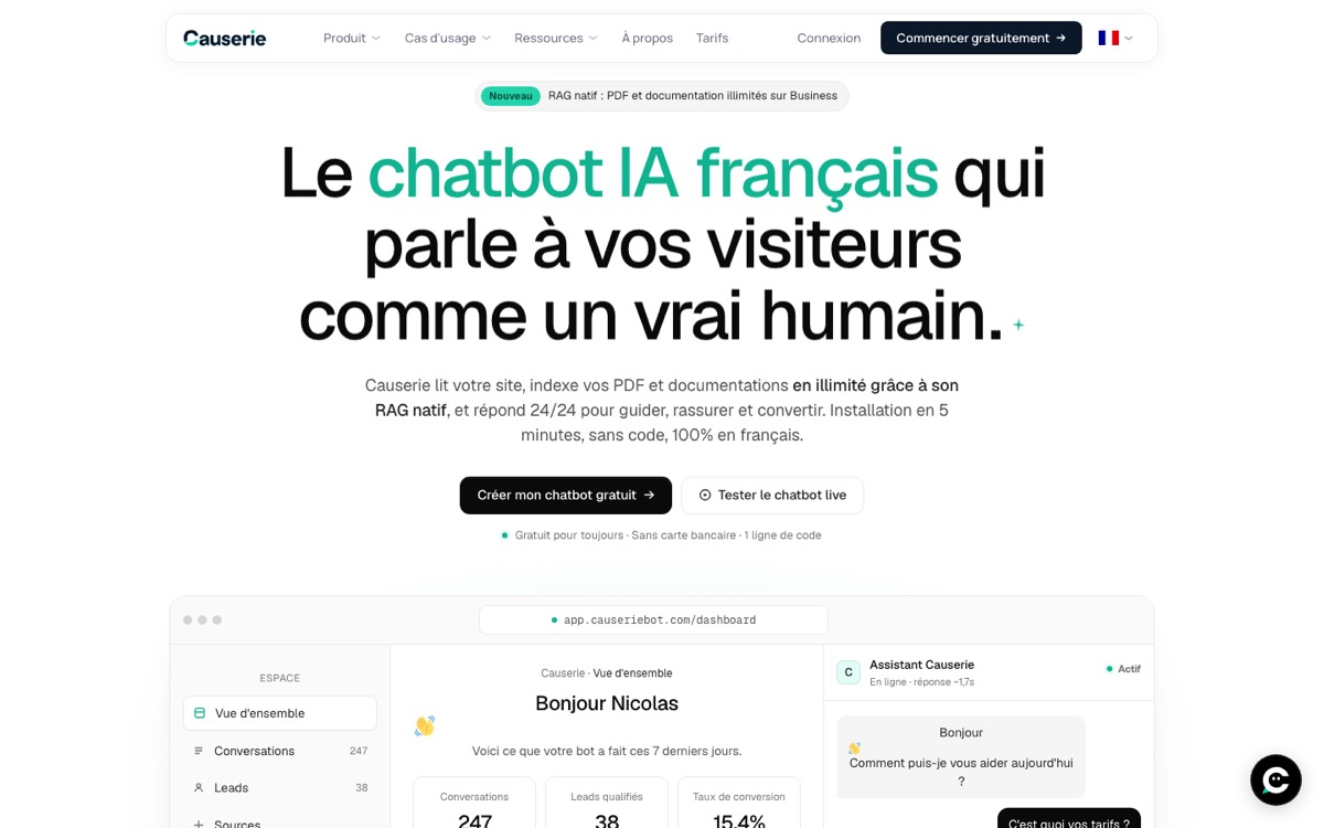 Capture du site CauserieBot