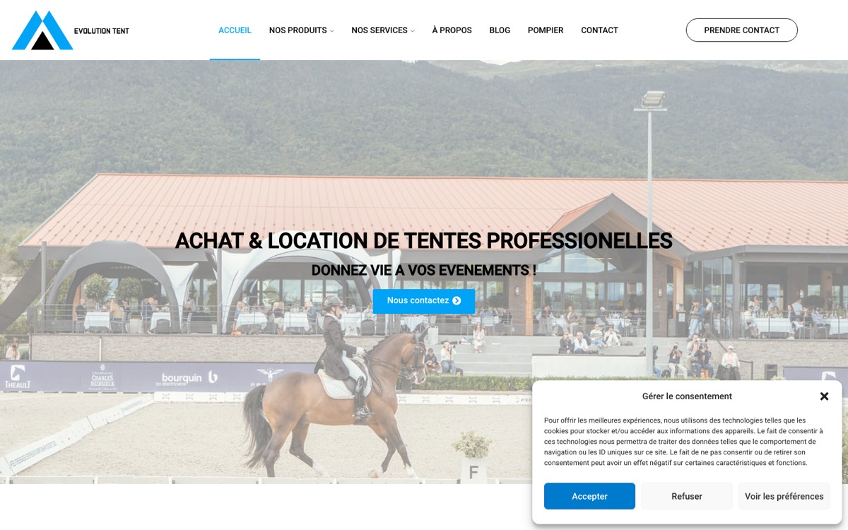 Capture du site Evolution Tent