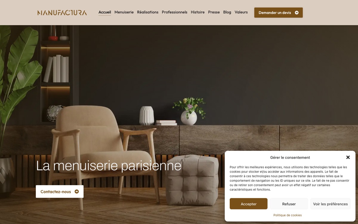 Capture du site La Menuiserie Parisienne
