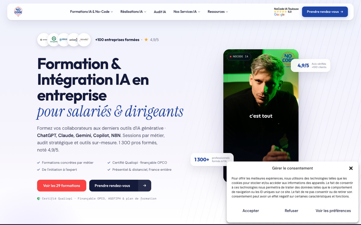 Capture du site NoCode IA Toulouse
