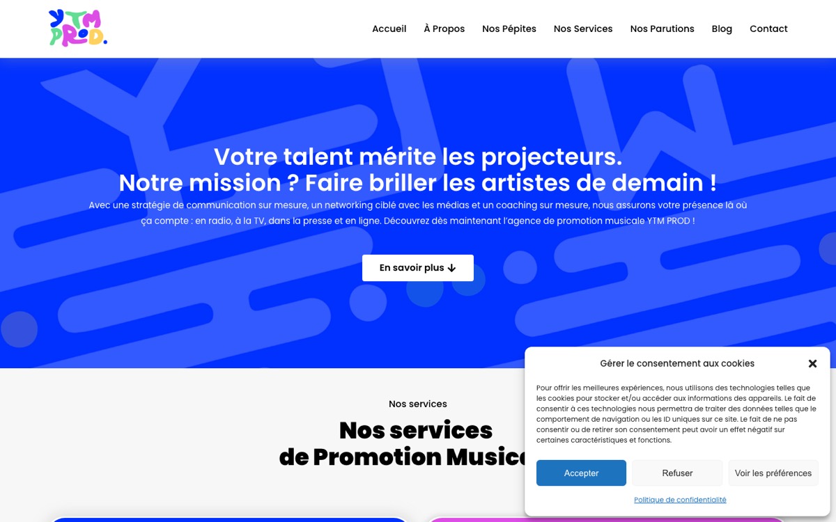 Capture du site YTM PROD